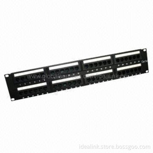 Patch Panel, FTP/UTP, 48-port, Black Bar, Supports 22 to 26AWG Stranded and Solid Wire